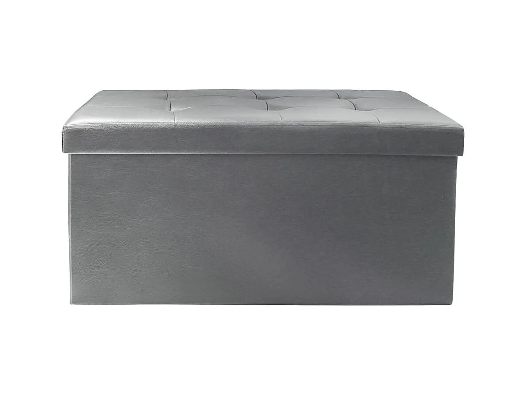 Banc Coffre Pliable Simili Cuir Gris Capitonné - RONNY