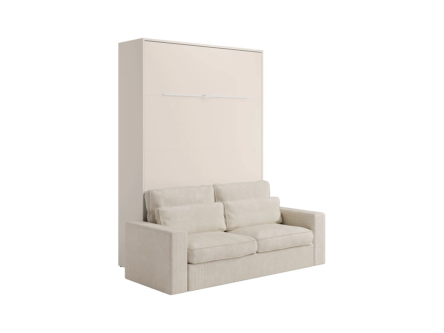 Lit escamotable 140 x 200 cm - Ouverture verticale manuelle - Avec LEDs - Beige + Canapé - RAPILI