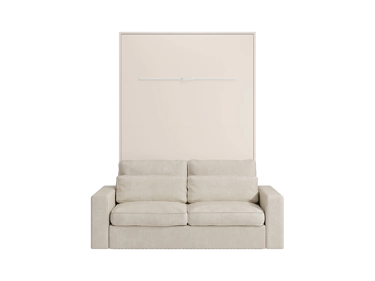 Lit escamotable 140 x 200 cm - Ouverture verticale manuelle - Avec LEDs - Beige + Canapé - RAPILI