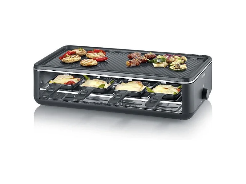 Appareil a raclette - SEVERIN - RG2365 - 8 personnes - Plaque de cuisson céramique 48 x 24 cm - Gril raclette 1300 W - Noir