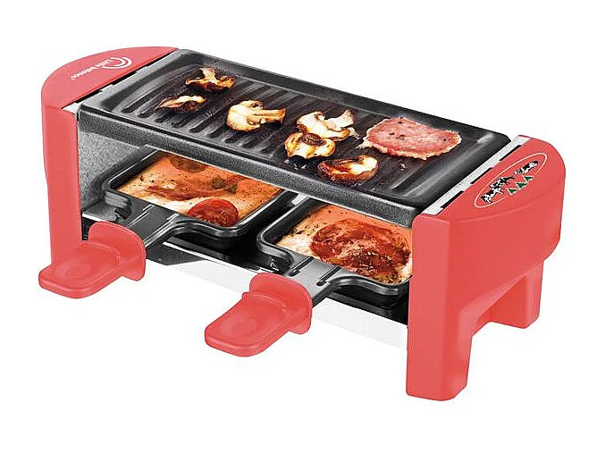 Raclette 2 Personen Meuuuh Rot Brique Little Balance - Ultra-kompakt mit abnehmbarer antihaftbeschichteter Grillplatte