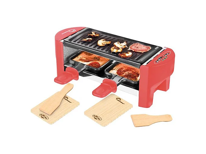 Raclette 2 Personen Meuuuh Rot Brique Little Balance - Ultra-kompakt mit abnehmbarer antihaftbeschichteter Grillplatte