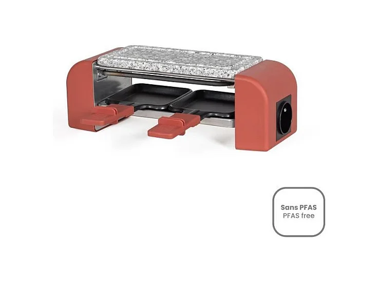 Raclette 2 personnes connectable - LIVOO - DOC310R - 450W - 2 personnes - Thermostat automatique - 2 spatules en bois et 2 caque