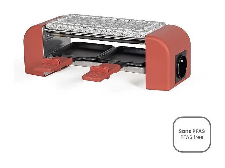 Raclette 2 personnes connectable - LIVOO - DOC310R - 450W - 2 personnes - Thermostat automatique - 2 spatules en bois et 2 caque