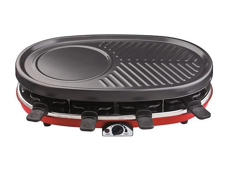 H.koenig Appareil à raclette 8 personnes 1500w + grill + crêpière rouge - RP418
