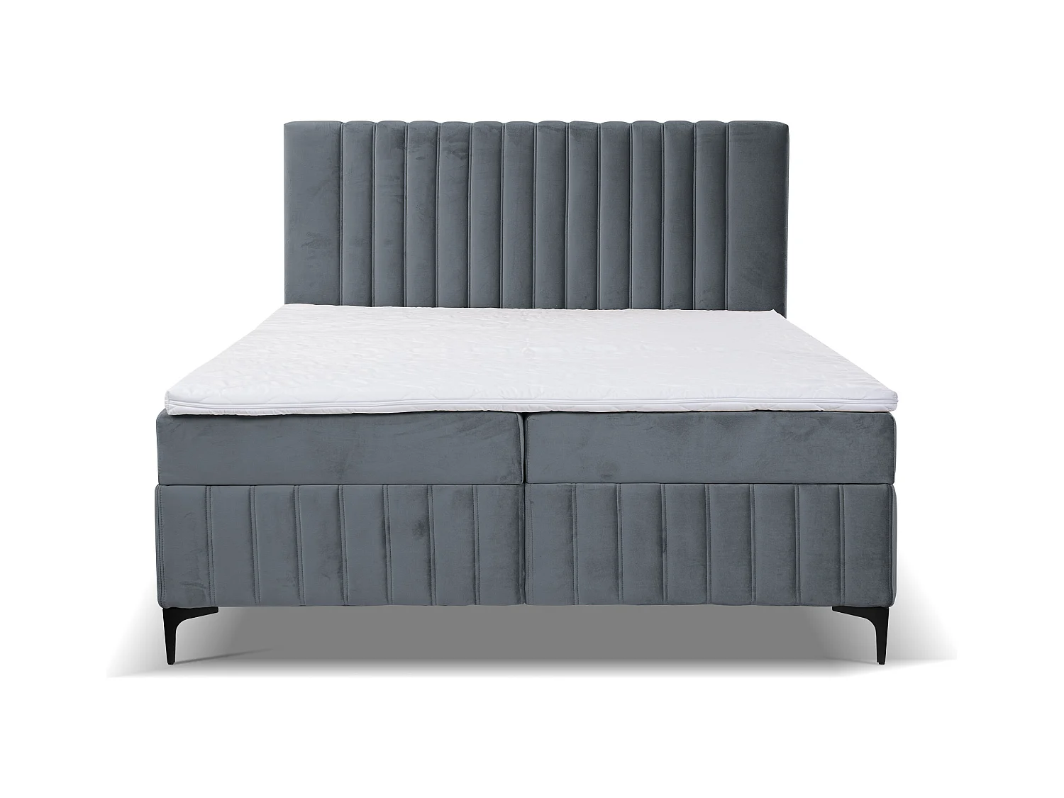 Lit boxspring QUANT avec 2 coffres de rangement, lit rembourré Dimensions: 140x200, couleur: gris, tissu velours