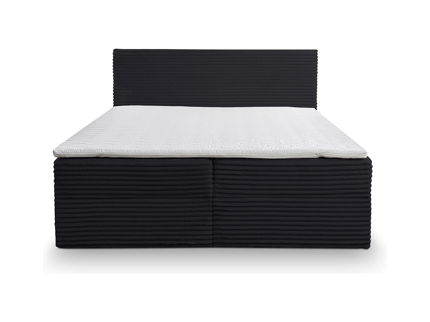 Lit boxspring Tilly avec 2 coffres de rangement, lit rembourré Dimensions: 160x200, couleur: noir, tissu cordé