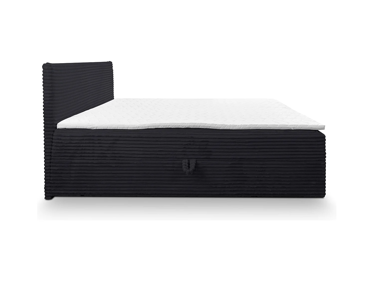 Lit boxspring Tilly avec 2 coffres de rangement, lit rembourré Dimensions: 160x200, couleur: noir, tissu cordé