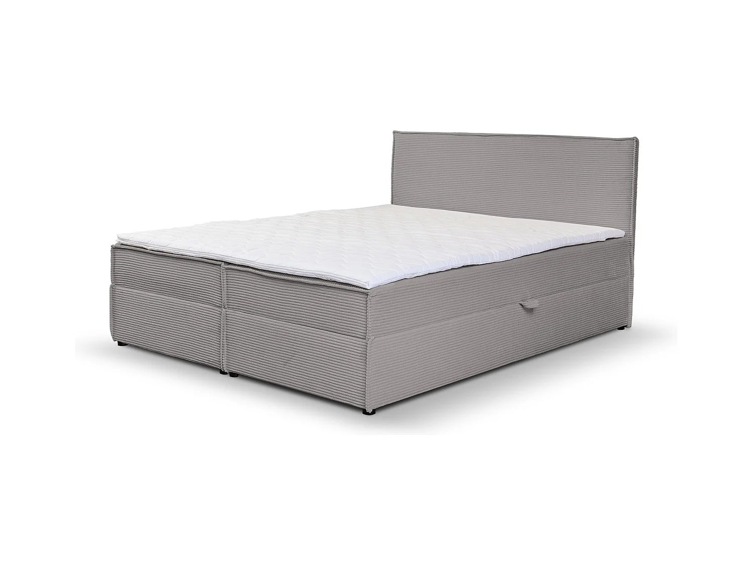 Lit boxspring GLORIA avec 2 coffres de rangement, lit rembourré Dimensions: 140x200, couleur: gris, tissu cordé