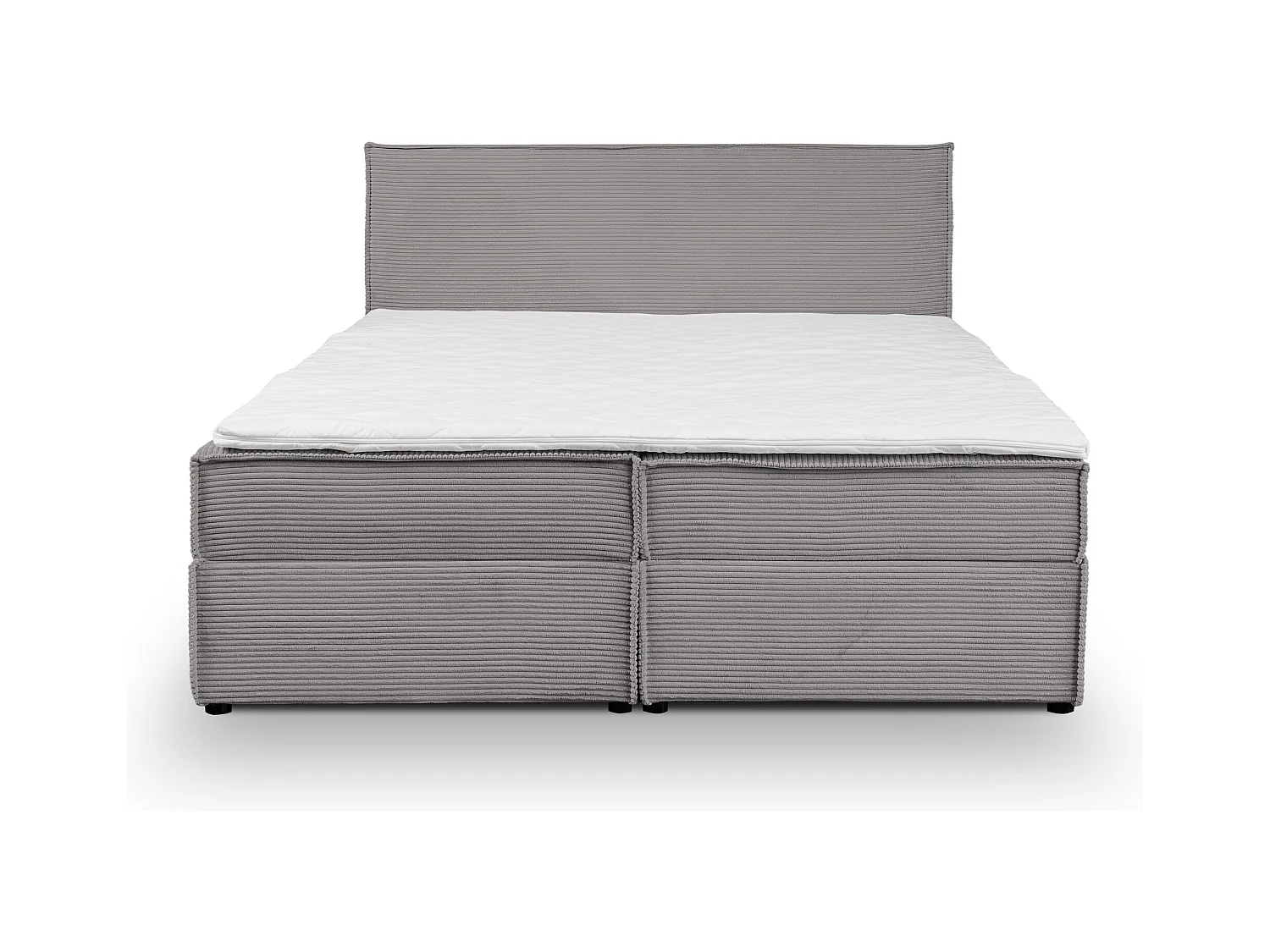 Lit boxspring GLORIA avec 2 coffres de rangement, lit rembourré Dimensions: 140x200, couleur: gris, tissu cordé