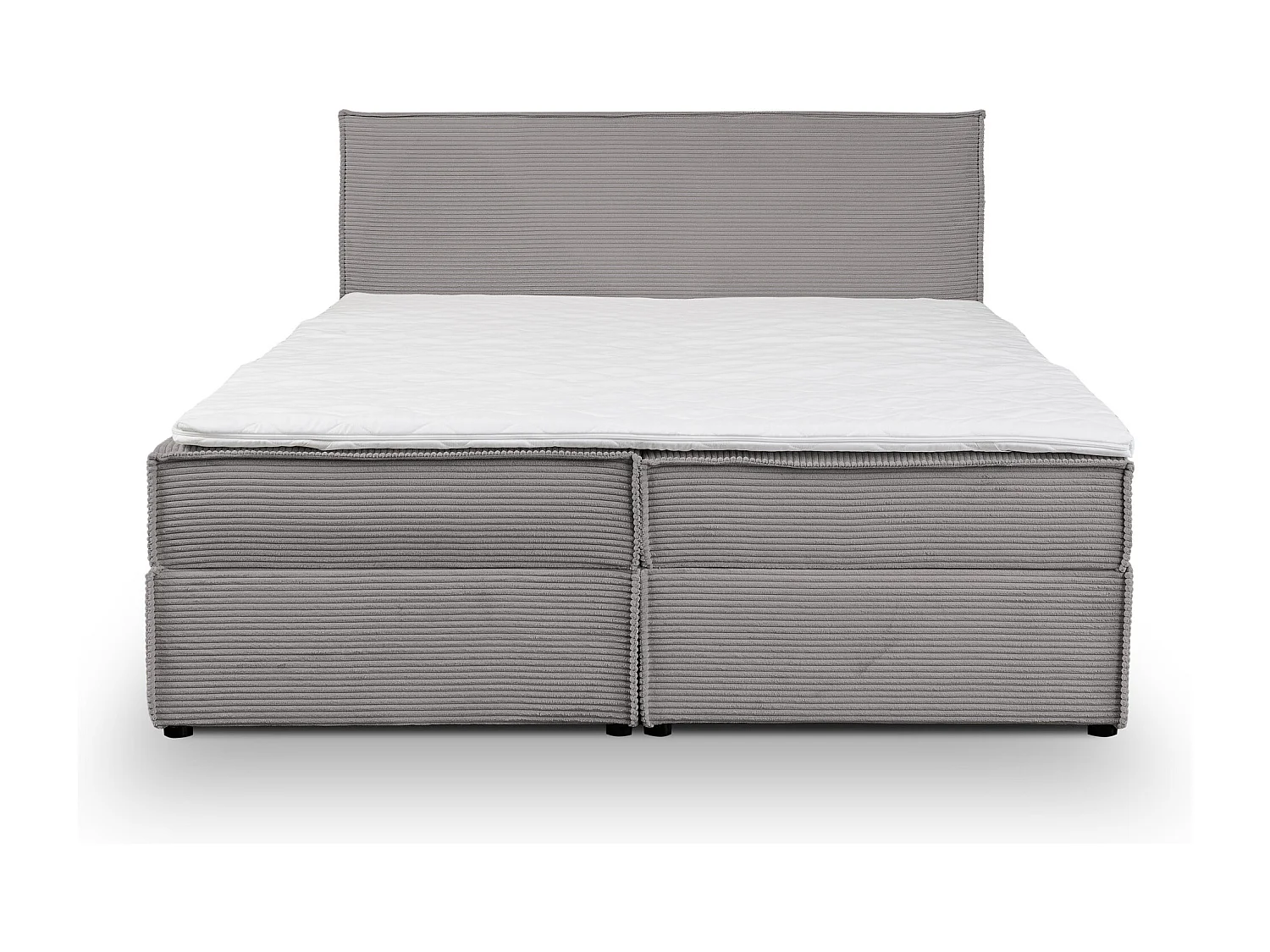 Lit boxspring GLORIA avec 2 coffres de rangement, lit rembourré Dimensions: 140x200, couleur: gris, tissu cordé