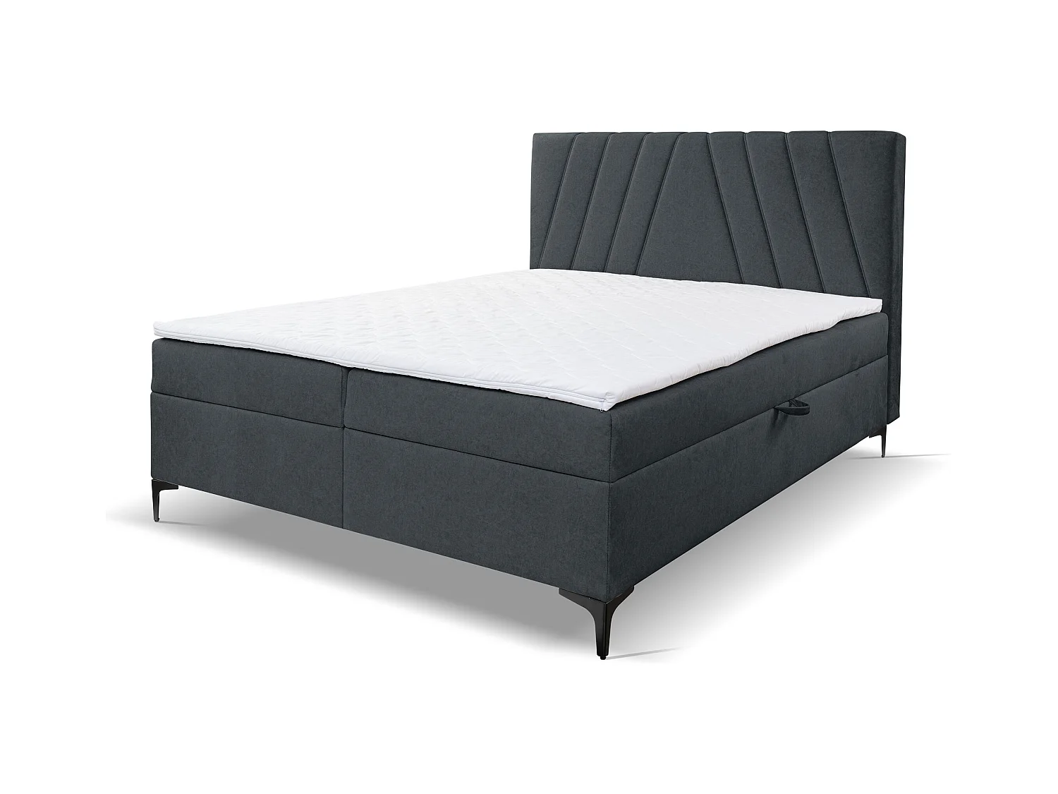 Lit boxspring CAPRI avec 2 coffres de rangement, lit rembourré Dimensions: 160x200 cm, couleur: gris foncé, tissu velours