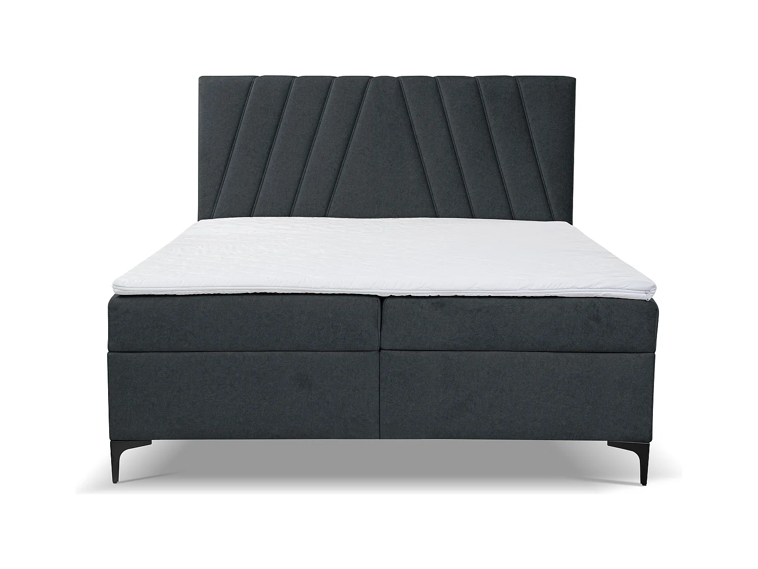 Lit boxspring CAPRI avec 2 coffres de rangement, lit rembourré Dimensions: 160x200 cm, couleur: gris foncé, tissu velours