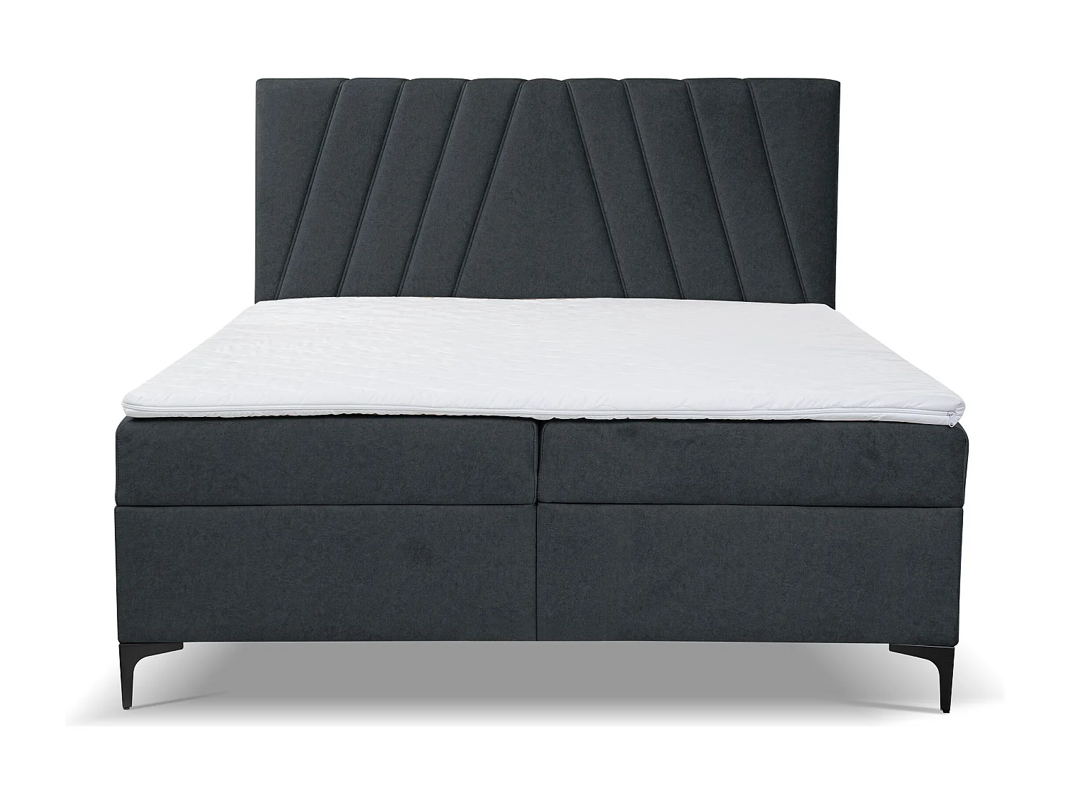 Lit boxspring CAPRI avec 2 coffres de rangement, lit rembourré Dimensions: 160x200 cm, couleur: gris foncé, tissu velours