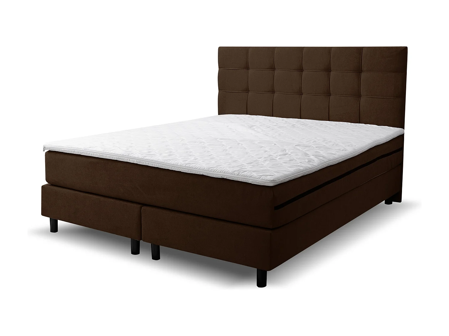 Lit boxspring BOSS, lit rembourré Dimensions : 180x200 cm, couleur : marron, tissu velours, lit double avec matelas Bonell H3 et surmatelas inclus