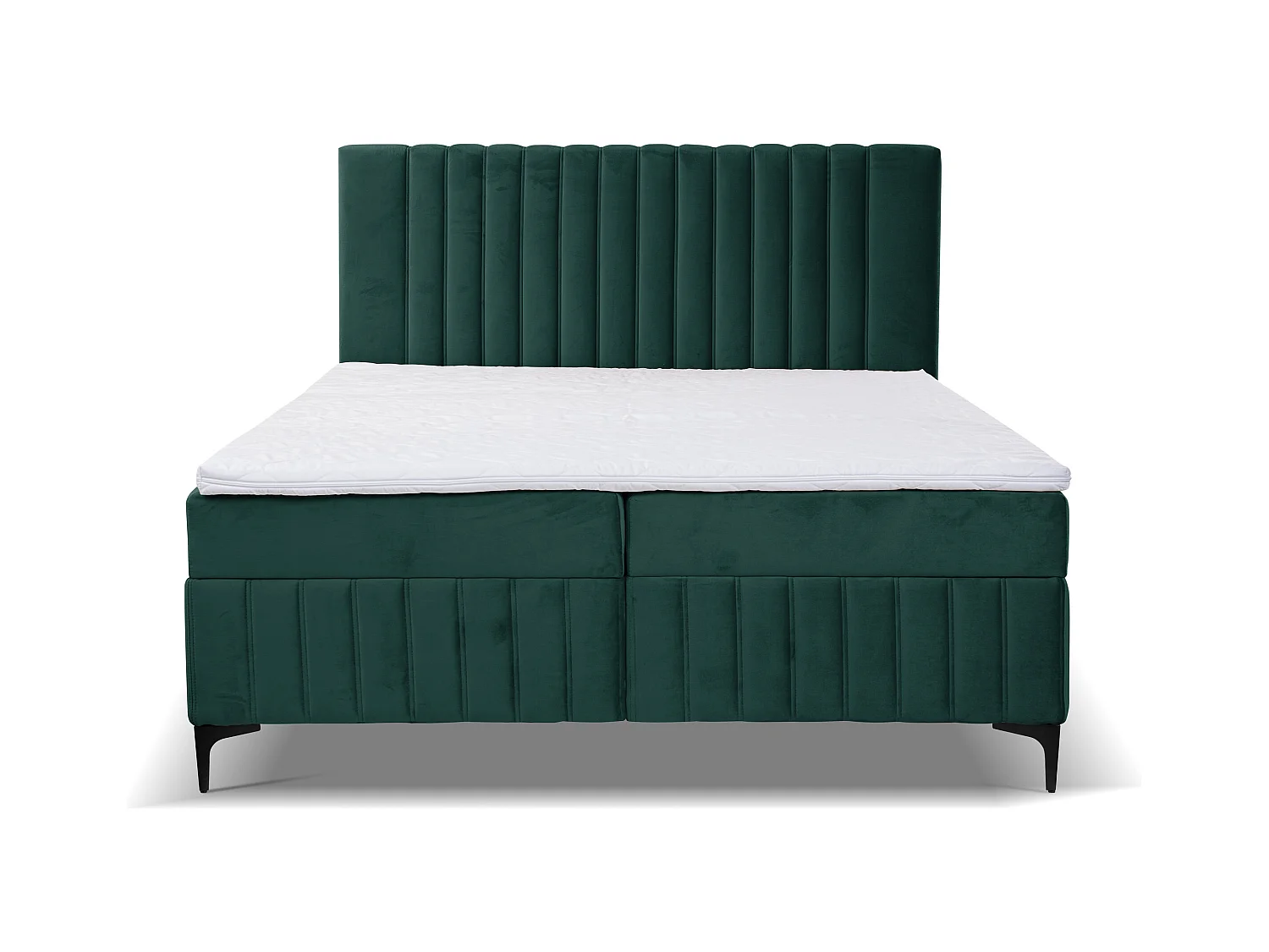Lit boxspring QUANT avec 2 coffres de rangement, lit rembourré Dimensions: 160x200, couleur: vert, tissu velours