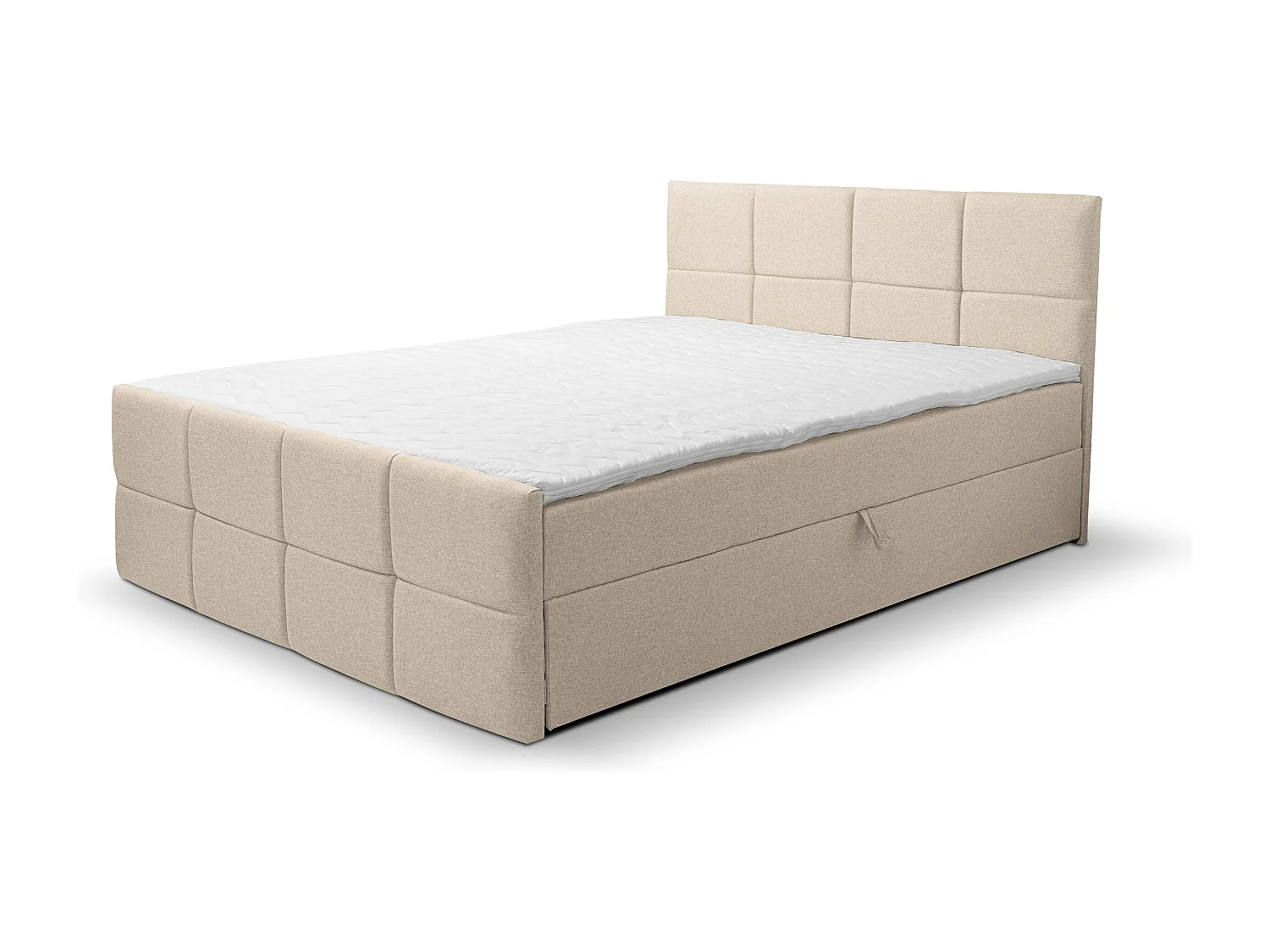 Lit boxspring DORIS avec 2 coffres de rangement, lit rembourré Dimensions: 180x200, couleur: beige, tissu velours