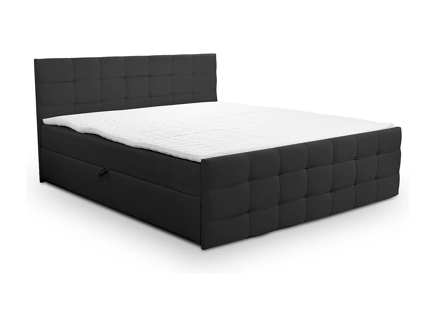 Lit boxspring NATALIE avec 2 coffres de rangement, lit rembourré Dimensions: 160x200, couleur: noir, tissu velours