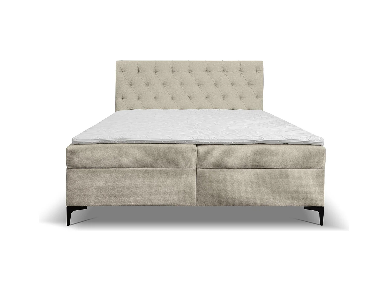 Lit boxspring Calipso avec 2 coffres de rangement, lit rembourré Dimensions: 140x200, couleur: beige, tissu velours