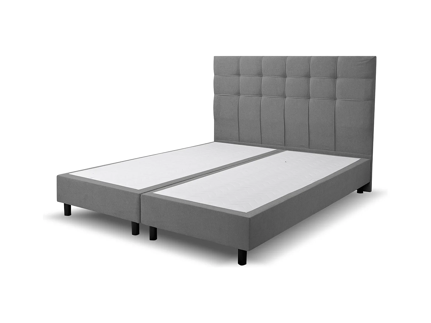 Lit boxspring Kansas, lit rembourré Dimensions : 160x200 cm, couleur : gris, tissu velours, lit double avec matelas Bonell H3 et surmatelas inclus