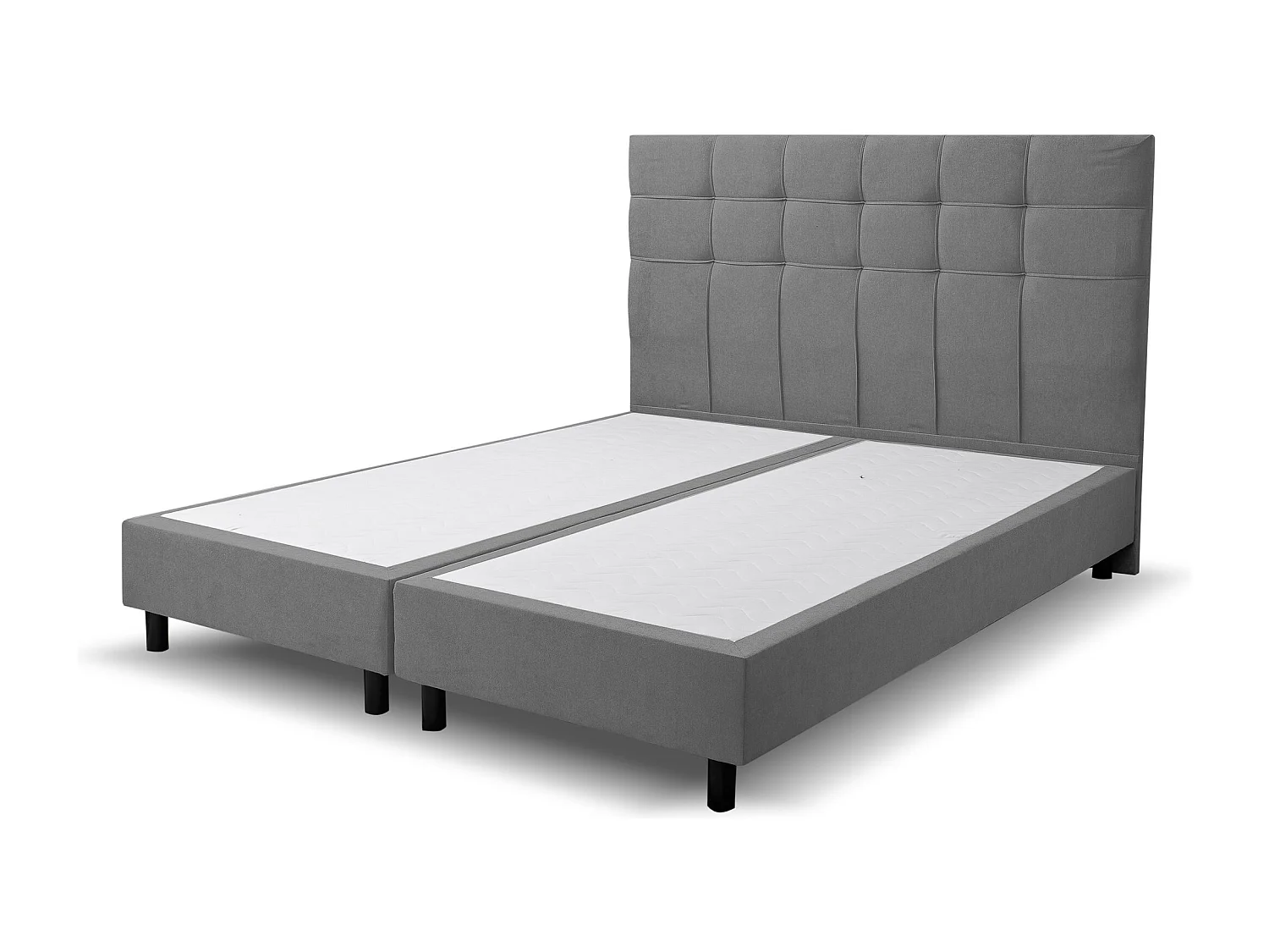Lit boxspring Kansas, lit rembourré Dimensions : 160x200 cm, couleur : gris, tissu velours, lit double avec matelas Bonell H3 et surmatelas inclus