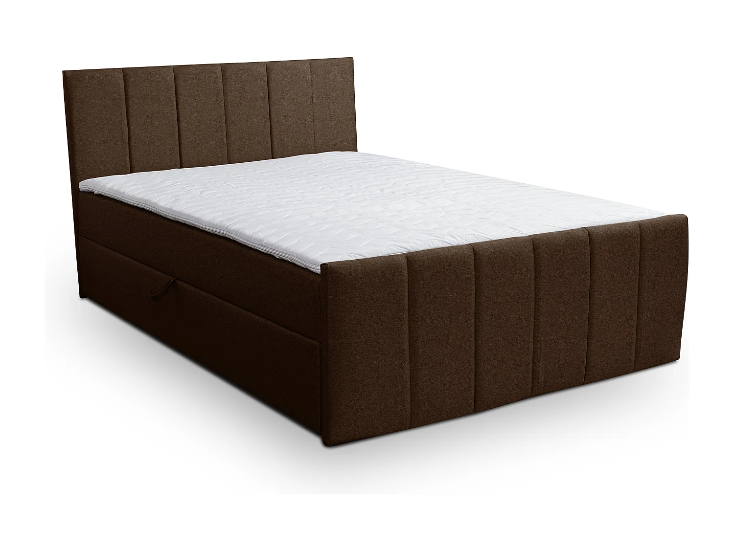 Lit boxspring CLAUDINE avec 2 coffres de rangement, lit rembourré Dimensions: 140x200, couleur: marron, tissu velours