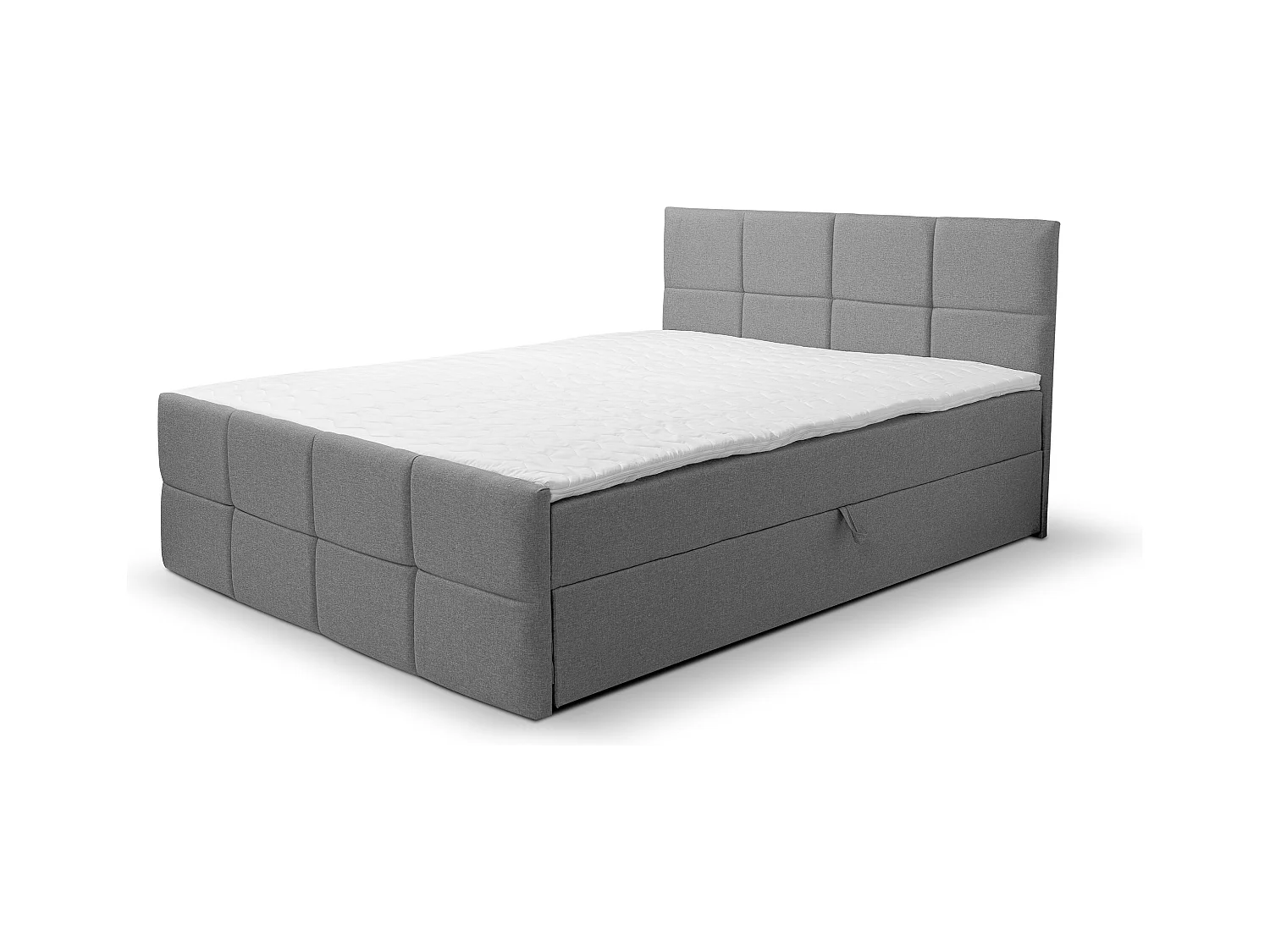 Lit boxspring DORIS avec 2 coffres de rangement, lit rembourré Dimensions: 140x200, couleur: gris, tissu velours