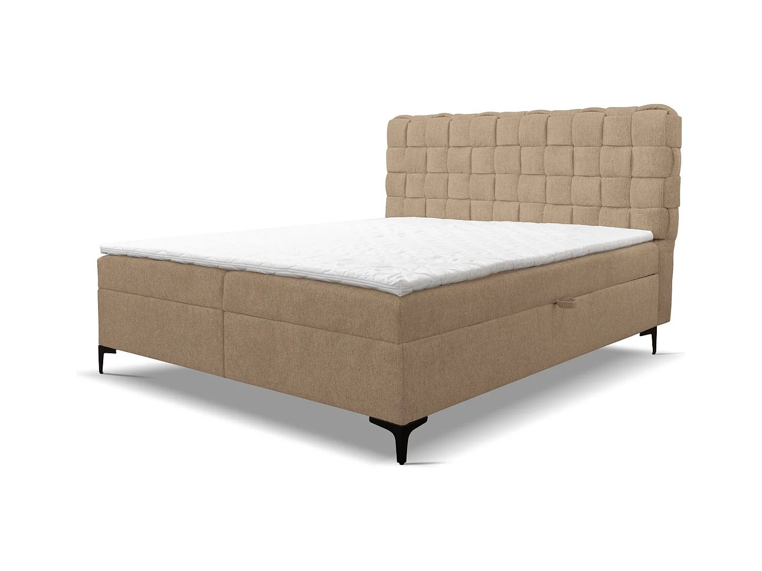 Lit boxspring Roma avec 2 tiroirs de rangement, lit rembourré Dimensions: 160x200, couleur: marron, tissu velours