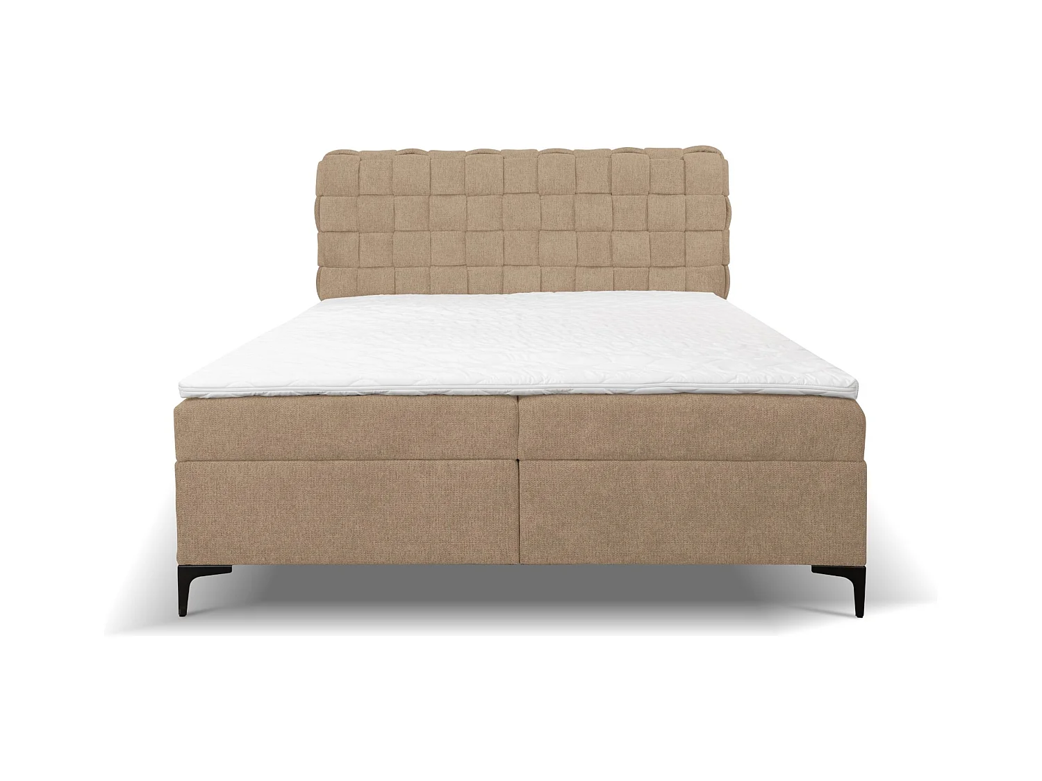 Lit boxspring Roma avec 2 tiroirs de rangement, lit rembourré Dimensions: 160x200, couleur: marron, tissu velours