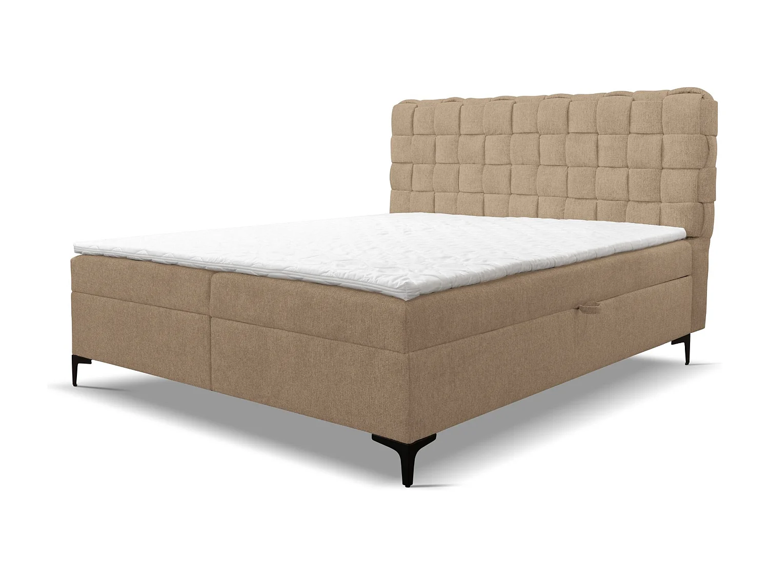 Lit boxspring Roma avec 2 tiroirs de rangement, lit rembourré Dimensions: 160x200, couleur: marron, tissu velours