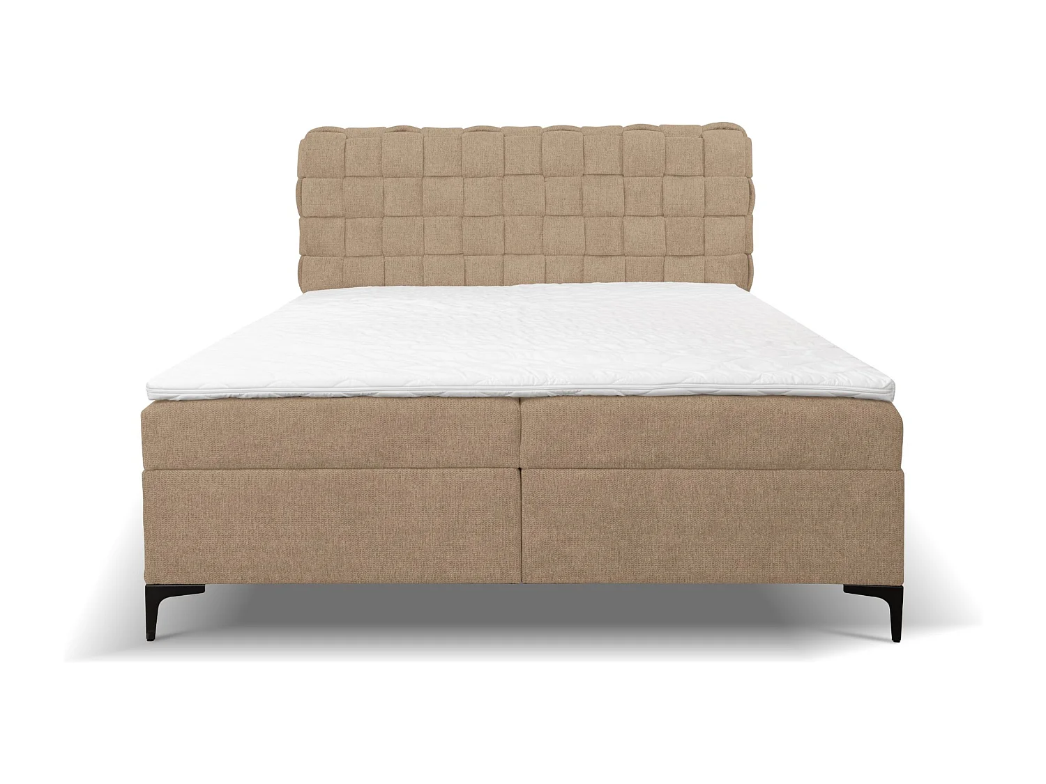Lit boxspring Roma avec 2 tiroirs de rangement, lit rembourré Dimensions: 160x200, couleur: marron, tissu velours
