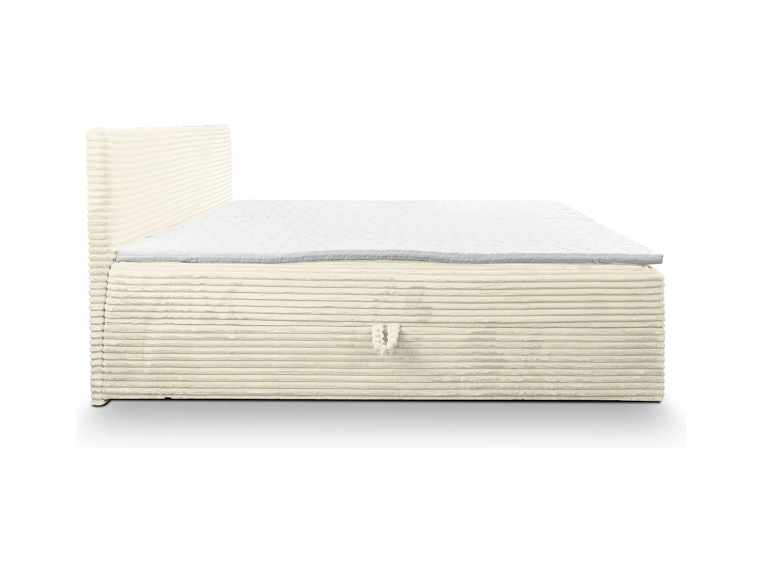 Lit boxspring Tilly avec 2 coffres de rangement, lit rembourré Dimensions: 140x200, couleur: beige, tissu velours côtelé