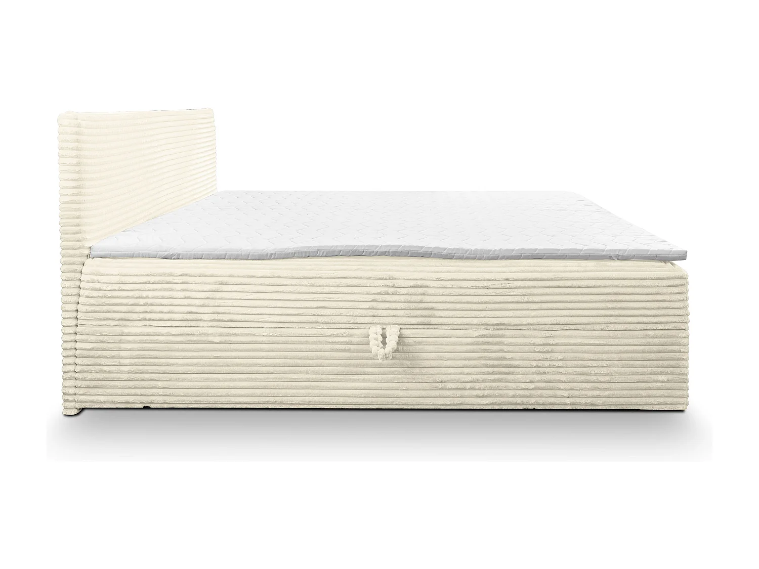 Lit boxspring Tilly avec 2 coffres de rangement, lit rembourré Dimensions: 140x200, couleur: beige, tissu velours côtelé