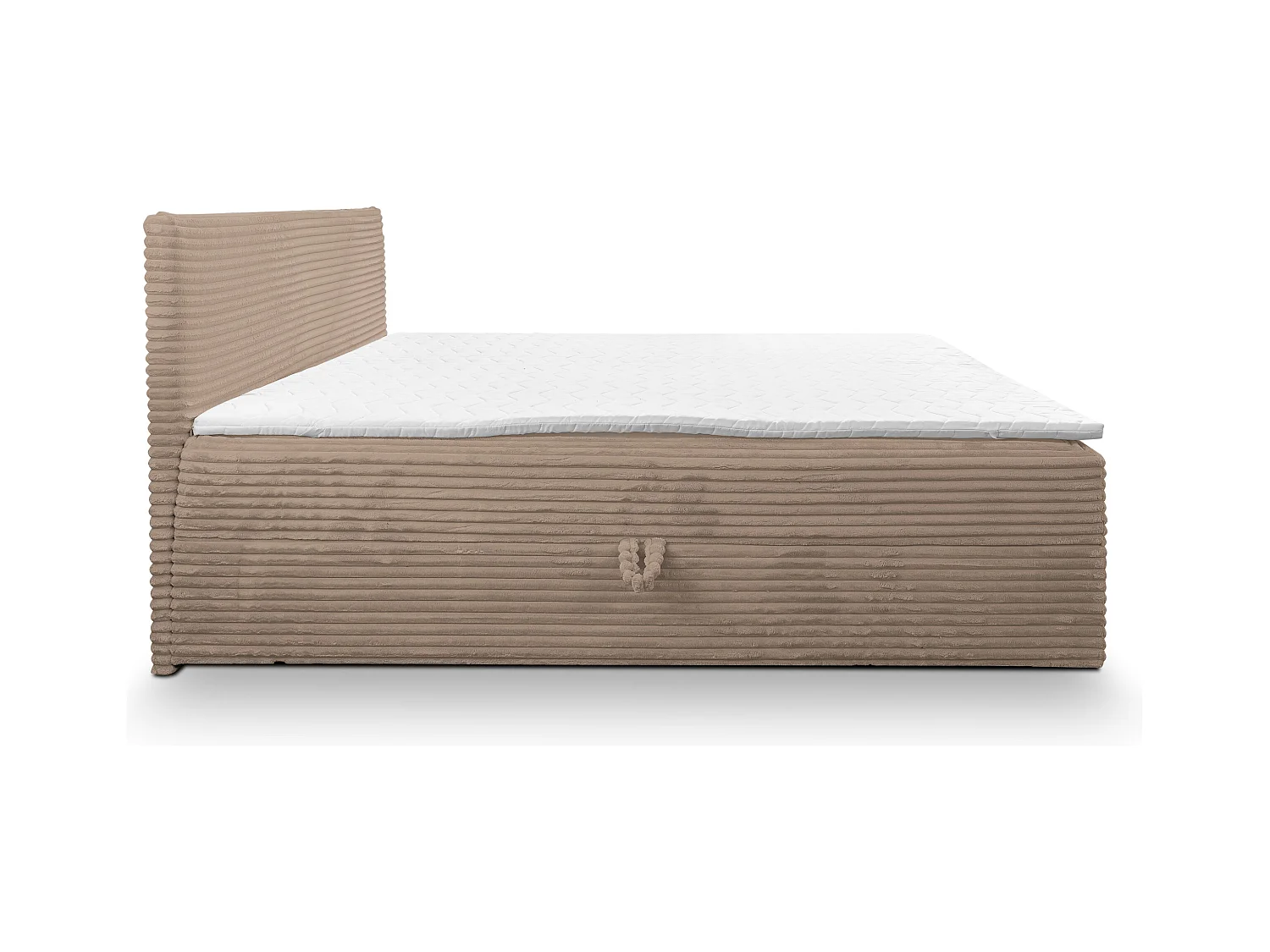 Lit boxspring Tilly avec 2 coffres de rangement, lit rembourré Dimensions: 180x200, couleur: marron, tissu cordé