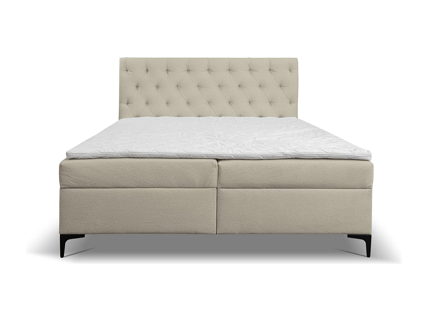Lit boxspring Calipso avec 2 coffres de rangement, lit rembourré Dimensions: 160x200, couleur: beige, tissu velours