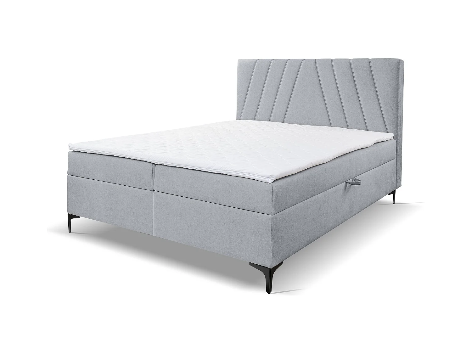 Lit boxspring CAPRI avec 2 coffres de rangement, lit rembourré Dimensions: 180x200 cm, couleur: gris, tissu velours