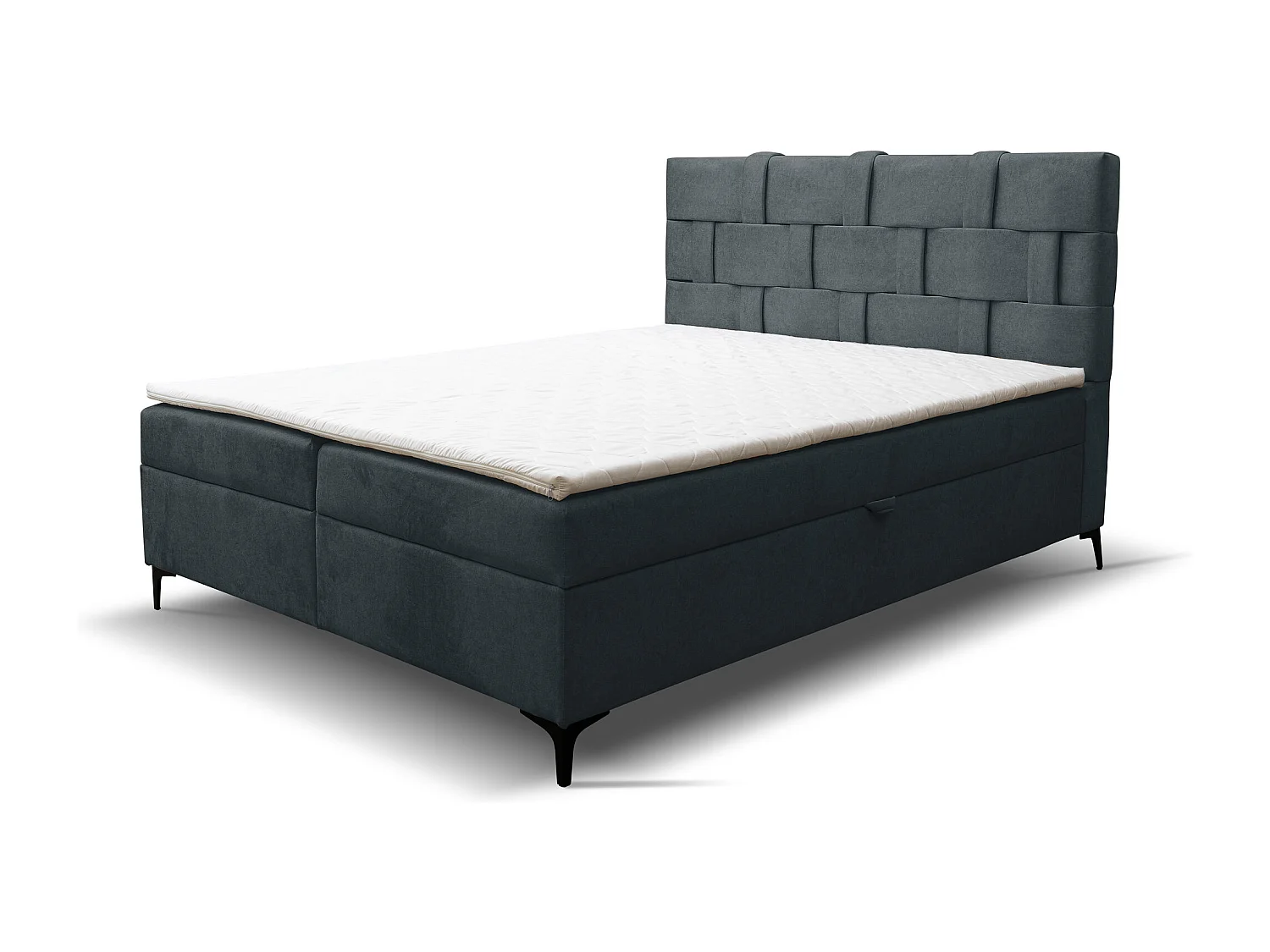 Lit boxspring Charlotte avec 2 coffres de rangement, lit rembourré Dimensions: 160x200 cm, couleur: gris foncé, tissu velours