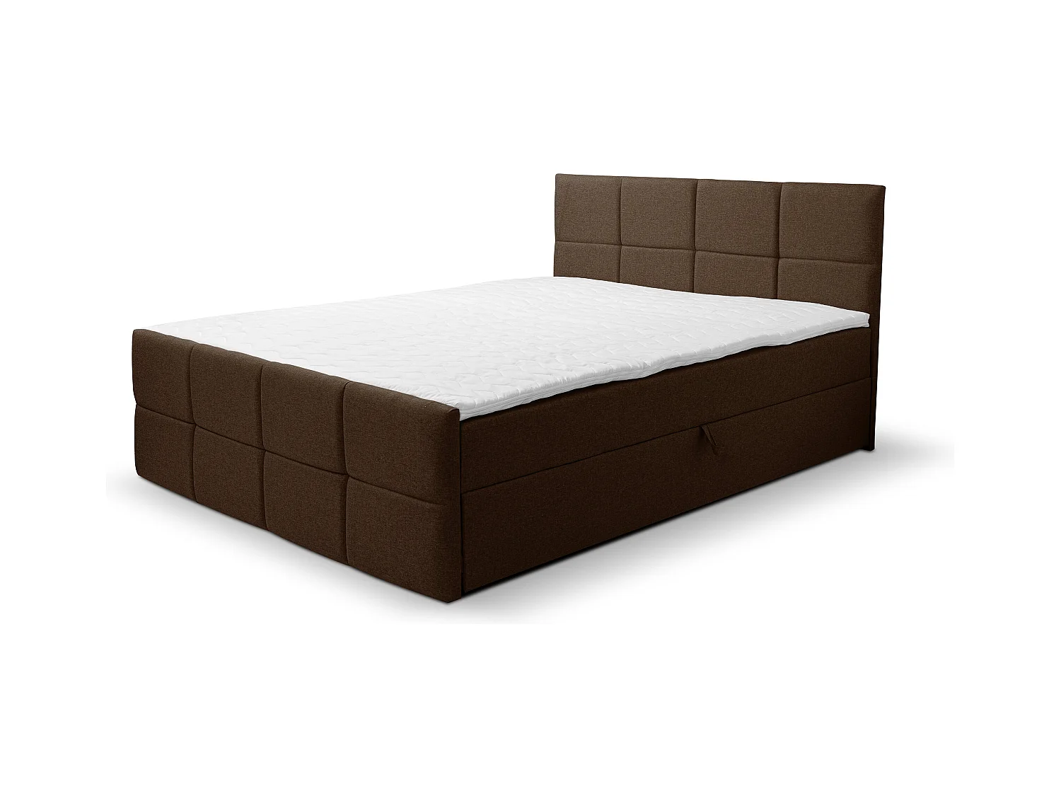 Lit boxspring DORIS avec 2 coffres de rangement, lit rembourré Dimensions: 160x200, couleur: marron, tissu velours