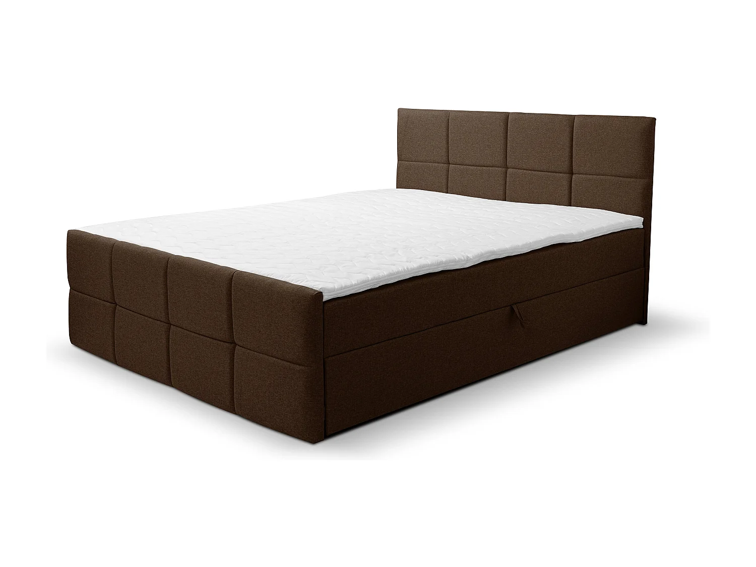 Lit boxspring DORIS avec 2 coffres de rangement, lit rembourré Dimensions: 160x200, couleur: marron, tissu velours