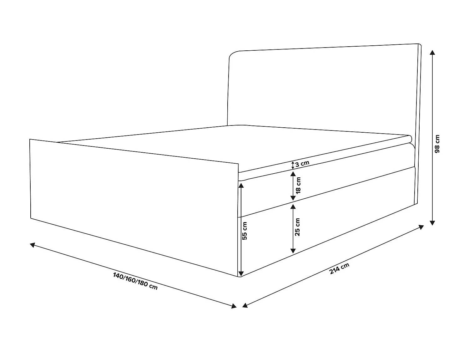 Lit boxspring DORIS avec 2 coffres de rangement, lit rembourré Dimensions: 160x200, couleur: marron, tissu velours