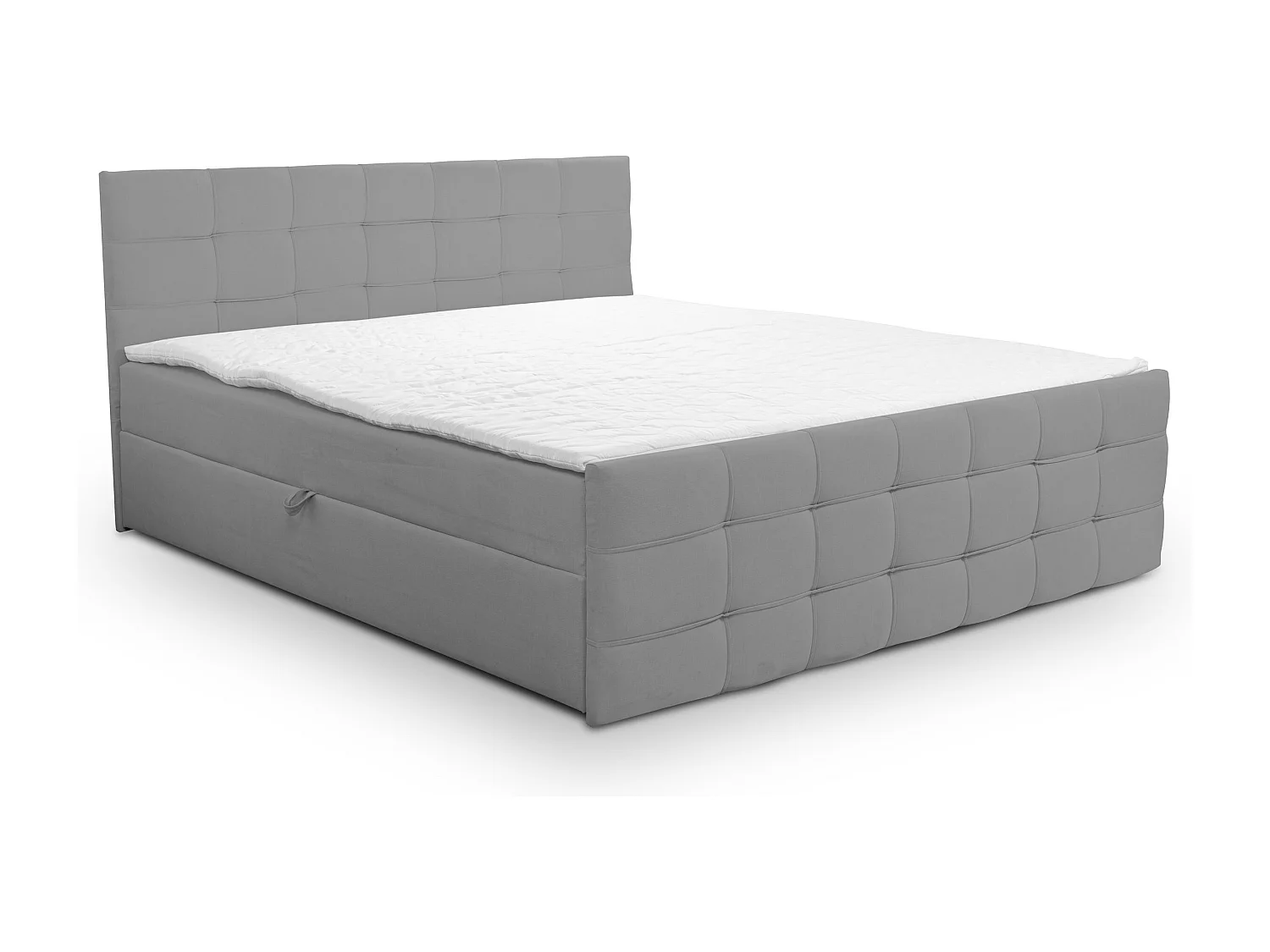 Lit boxspring NATALIE avec 2 coffres de rangement, lit rembourré Dimensions: 160x200, couleur: gris, tissu velours