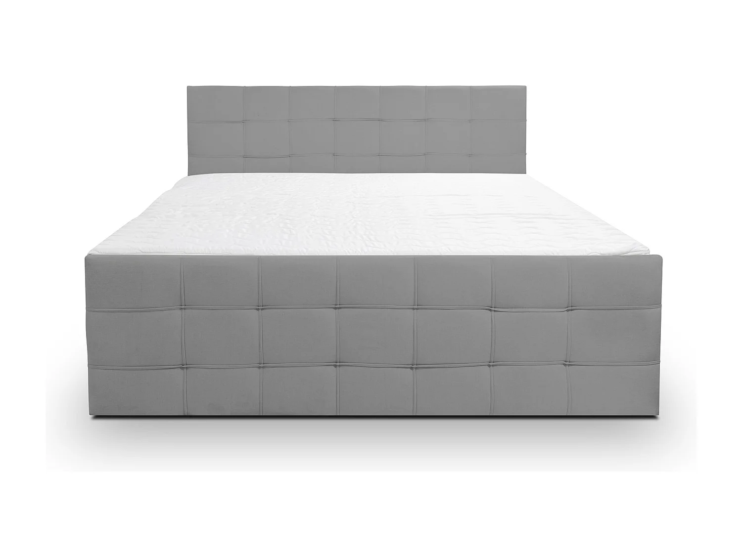 Lit boxspring NATALIE avec 2 coffres de rangement, lit rembourré Dimensions: 160x200, couleur: gris, tissu velours