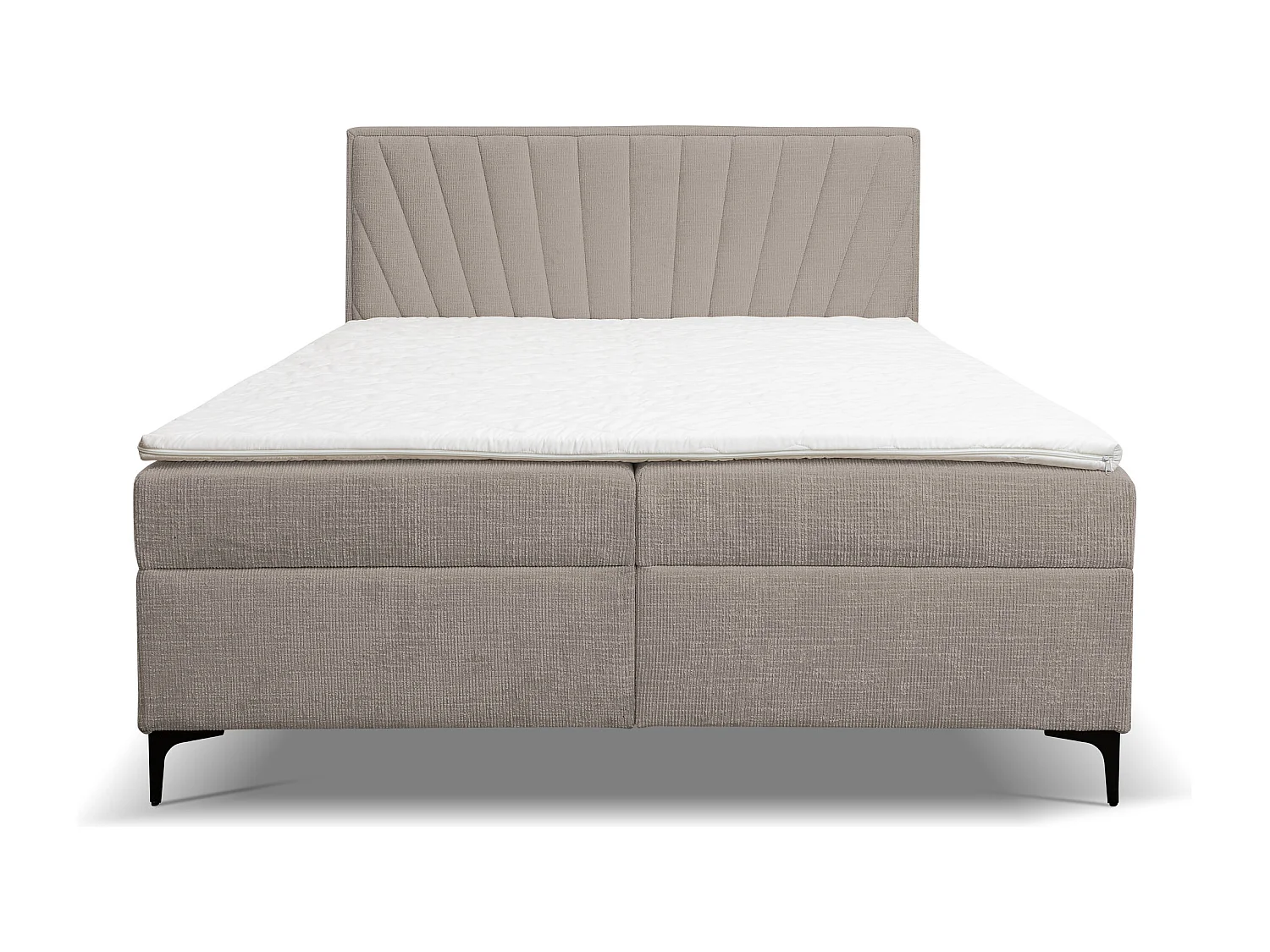 Lit boxspring Cimone avec 2 coffres de rangement, lit rembourré Dimensions: 140x200 cm, couleur: marron clair, tissu velours