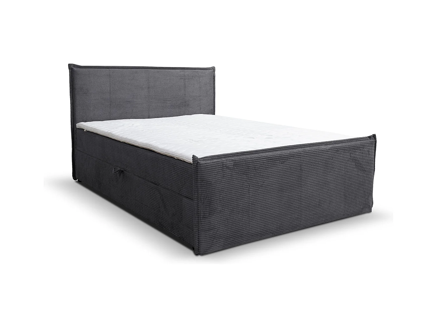 Lit boxspring Vanessa avec 2 coffres de rangement, lit rembourré Dimensions: 160x200, couleur: gris, tissu cordé