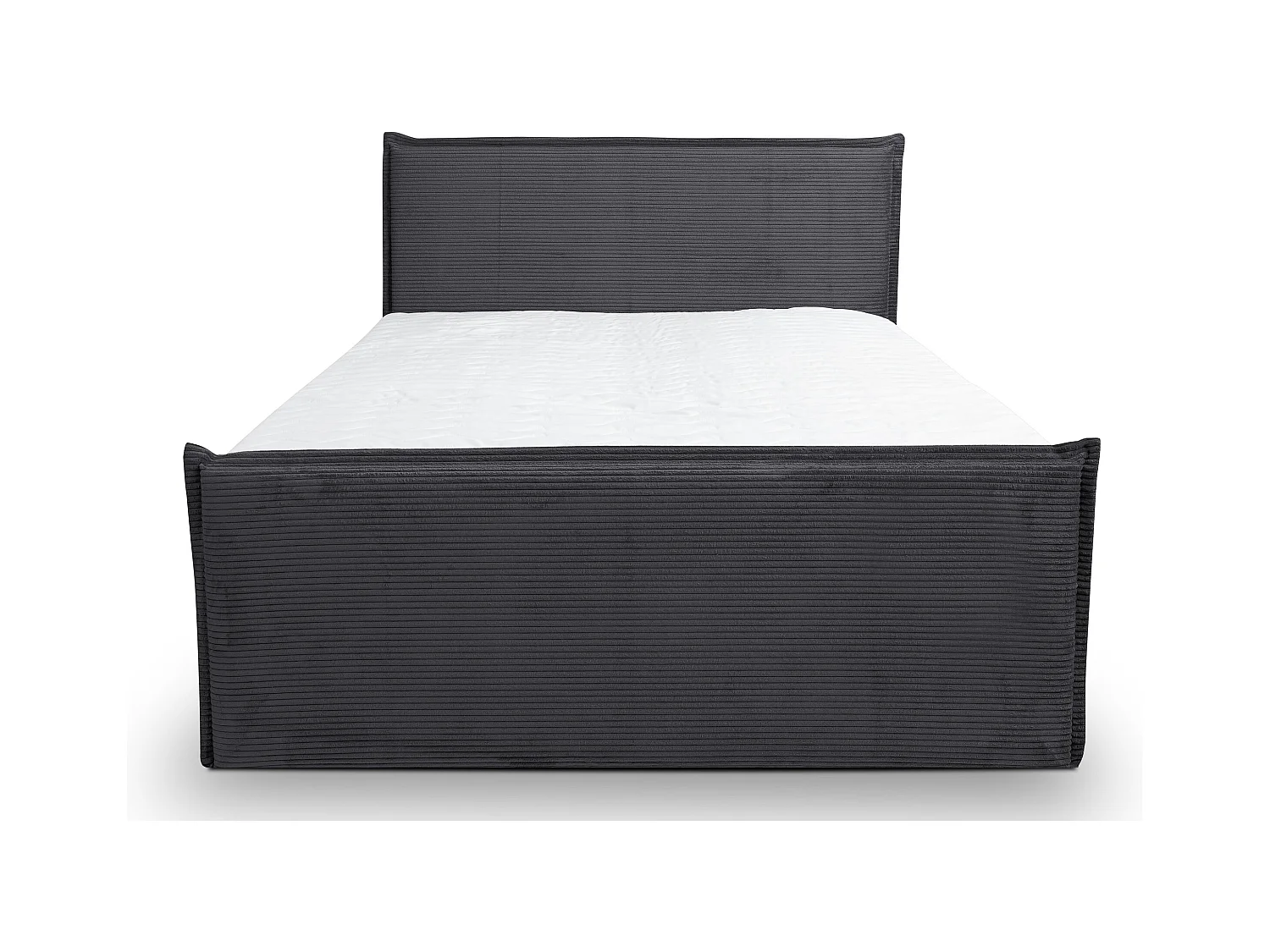 Lit boxspring Vanessa avec 2 coffres de rangement, lit rembourré Dimensions: 160x200, couleur: gris, tissu cordé