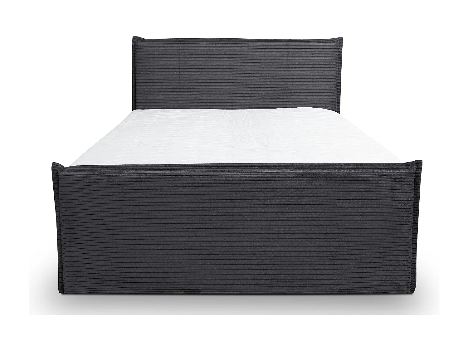 Lit boxspring Vanessa avec 2 coffres de rangement, lit rembourré Dimensions: 160x200, couleur: gris, tissu cordé