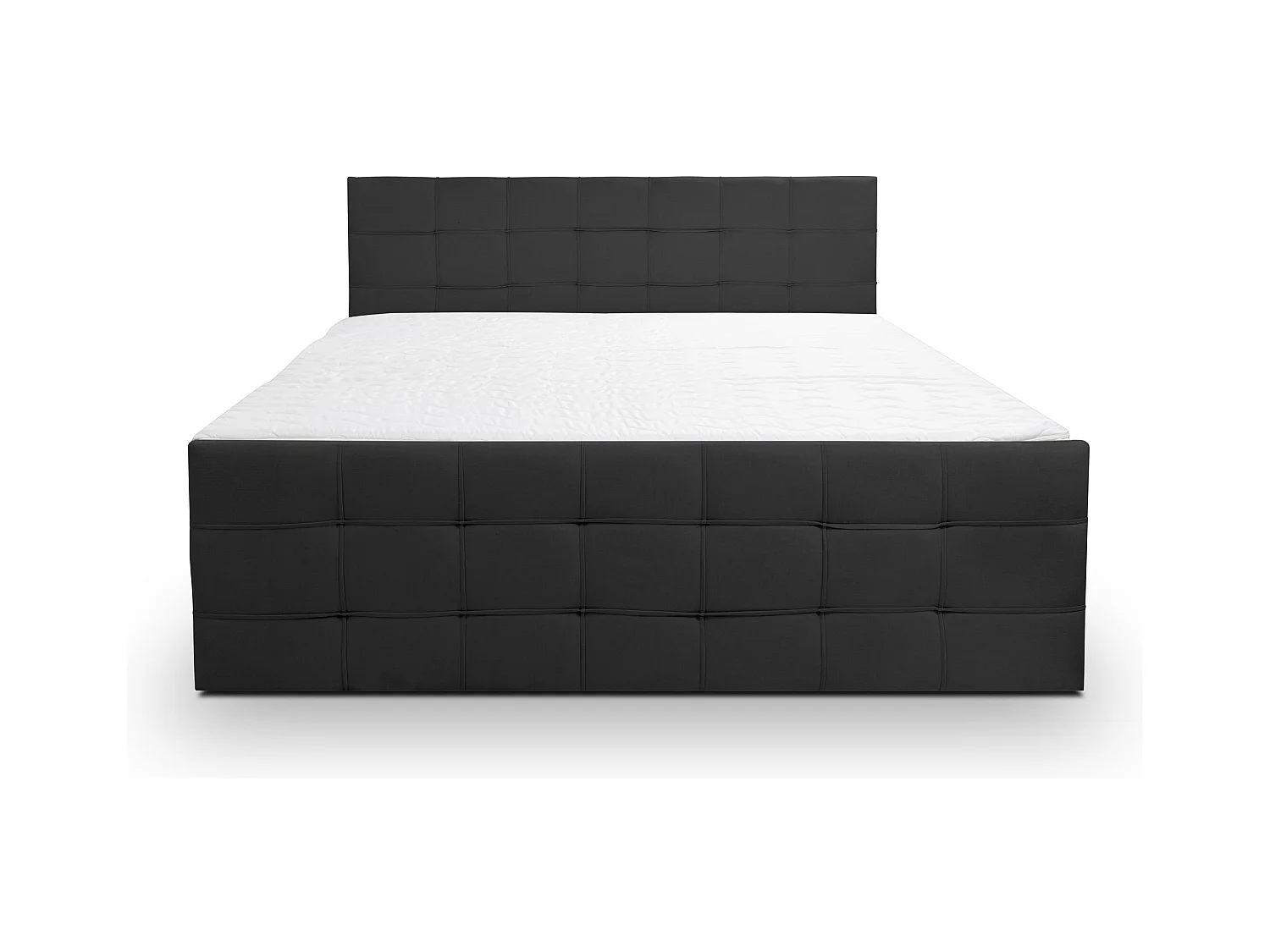 Lit boxspring NATALIE avec 2 coffres de rangement, lit rembourré Dimensions: 140x200, couleur: noir, tissu velours