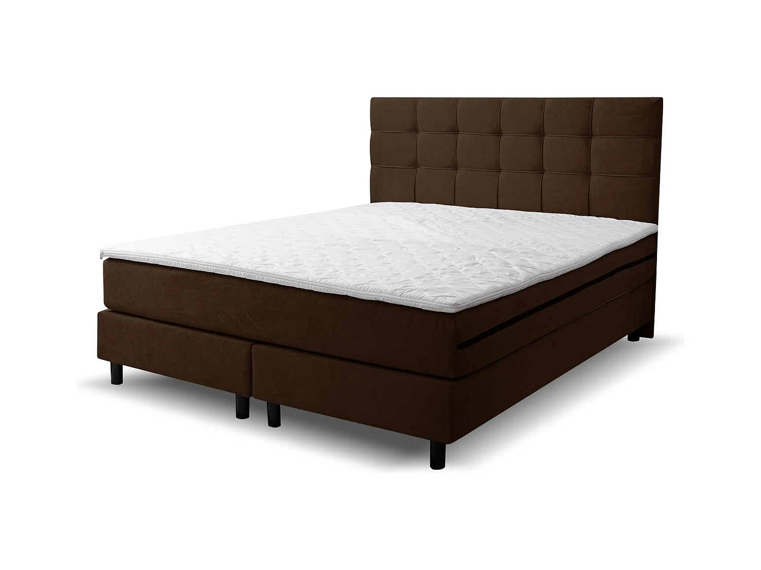 Lit boxspring BOSS, lit rembourré Dimensions : 160x200 cm, couleur : marron, tissu velours, lit double avec matelas Bonell H3 et surmatelas inclus