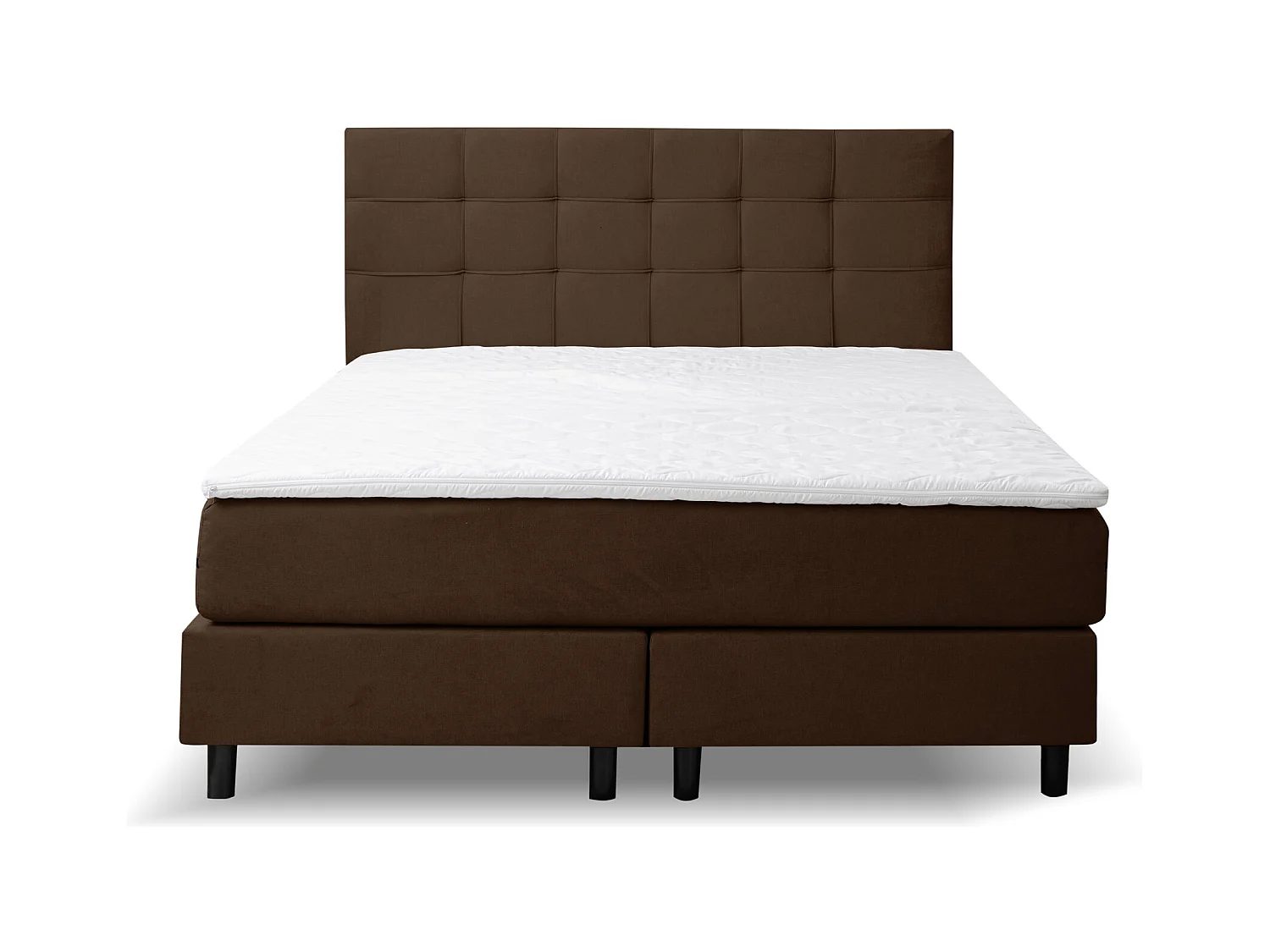 Lit boxspring BOSS, lit rembourré Dimensions : 160x200 cm, couleur : marron, tissu velours, lit double avec matelas Bonell H3 et surmatelas inclus