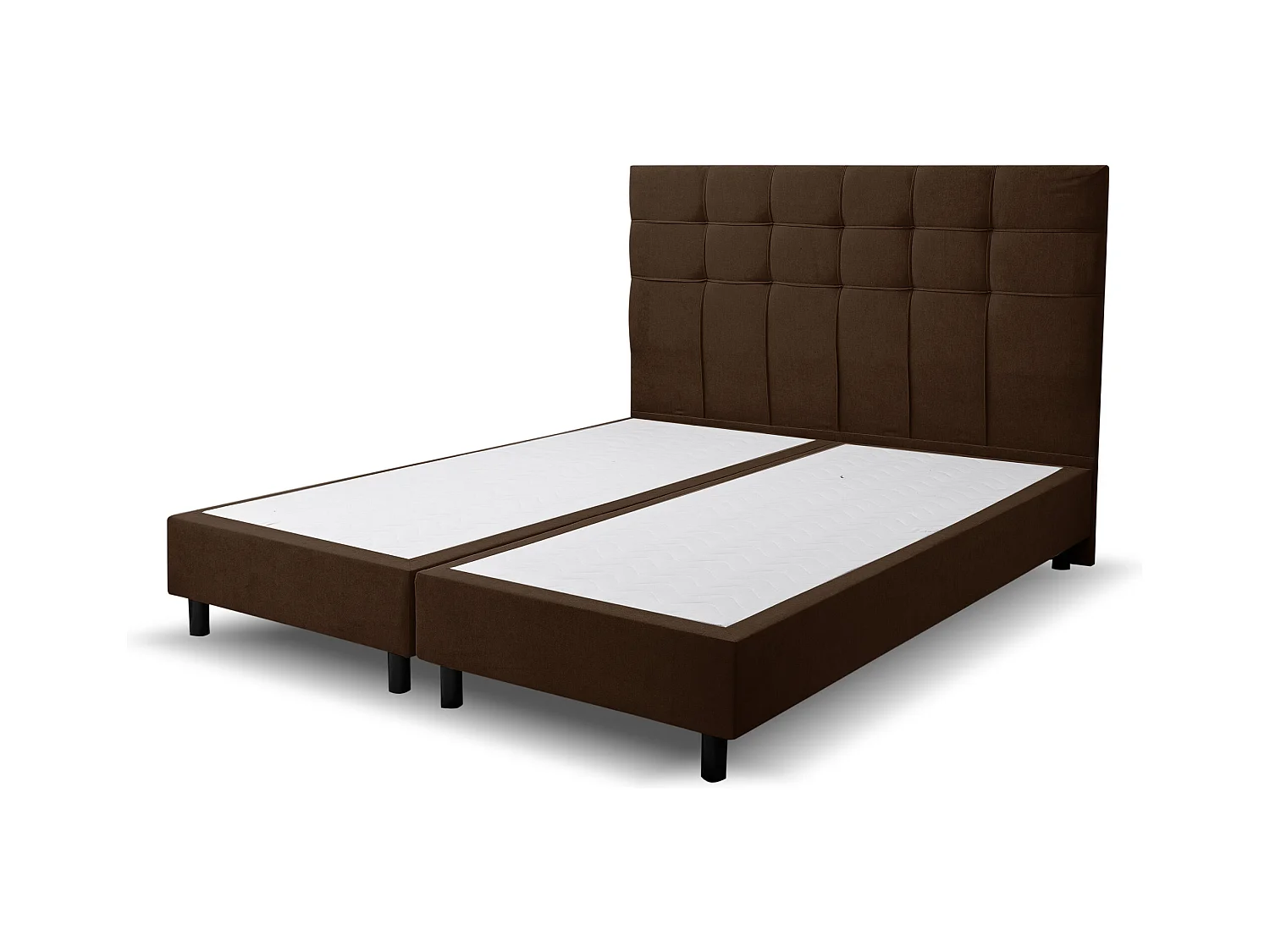 Lit boxspring BOSS, lit rembourré Dimensions : 160x200 cm, couleur : marron, tissu velours, lit double avec matelas Bonell H3 et surmatelas inclus